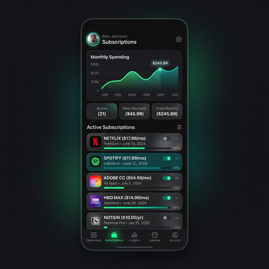 SubNova App Interface